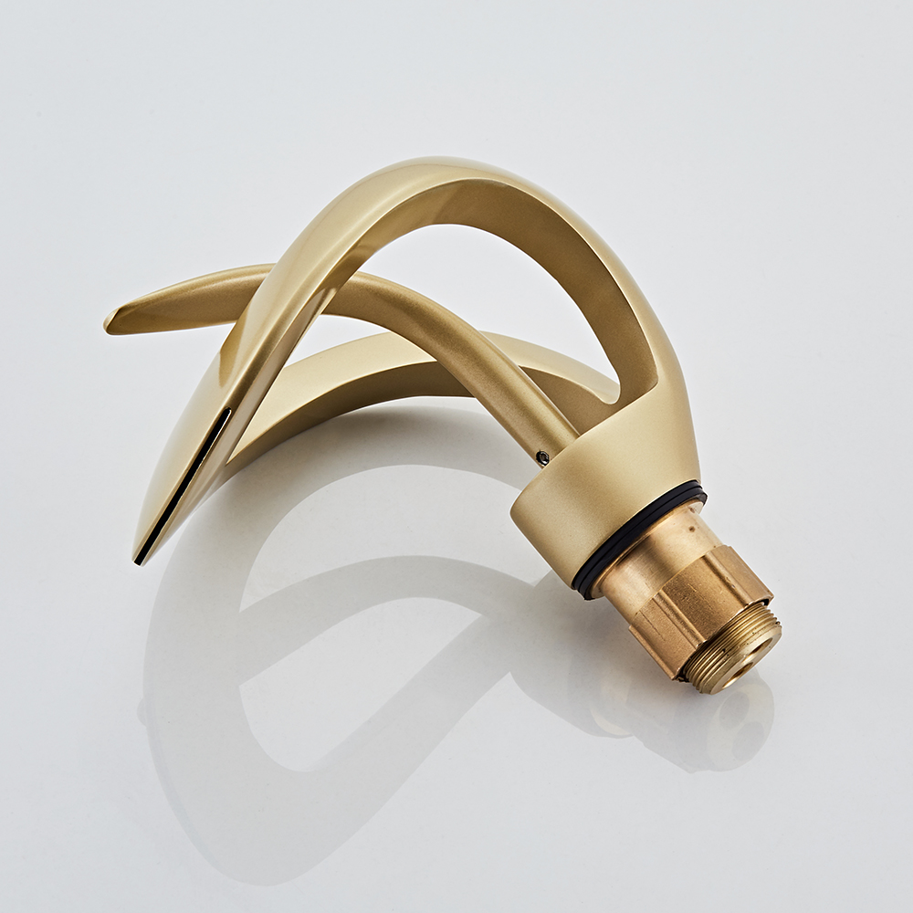 Modern Elegant Waterfall Bathroom Sink Faucet Single Handle Solid Brass In Gold Bathroom 