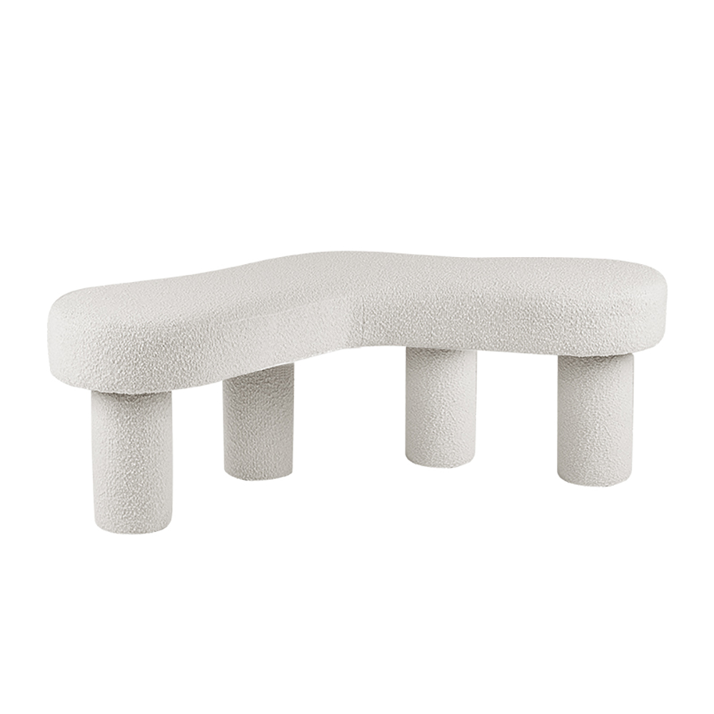 Modern White Bedroom Bench Boucle Tufted Long Bench With 4 Legs   E89f28e93e1d14279ba3a3665c20af27 