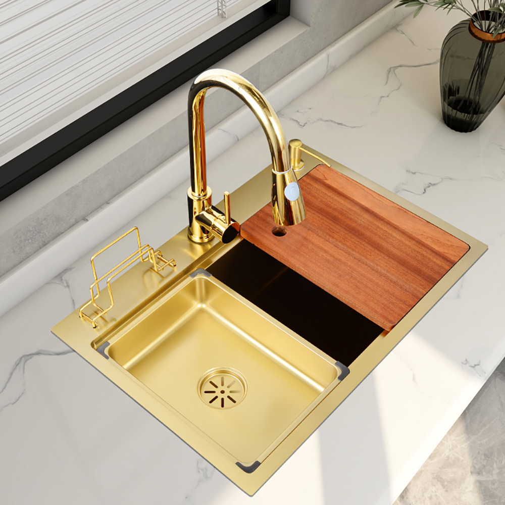 31.5" Gold Dropin Workstation Kitchen Sink with Accessories Single