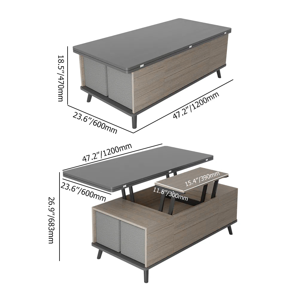 5 Pieces Lift Top Coffee Table Set with Storage Convertible Dining
