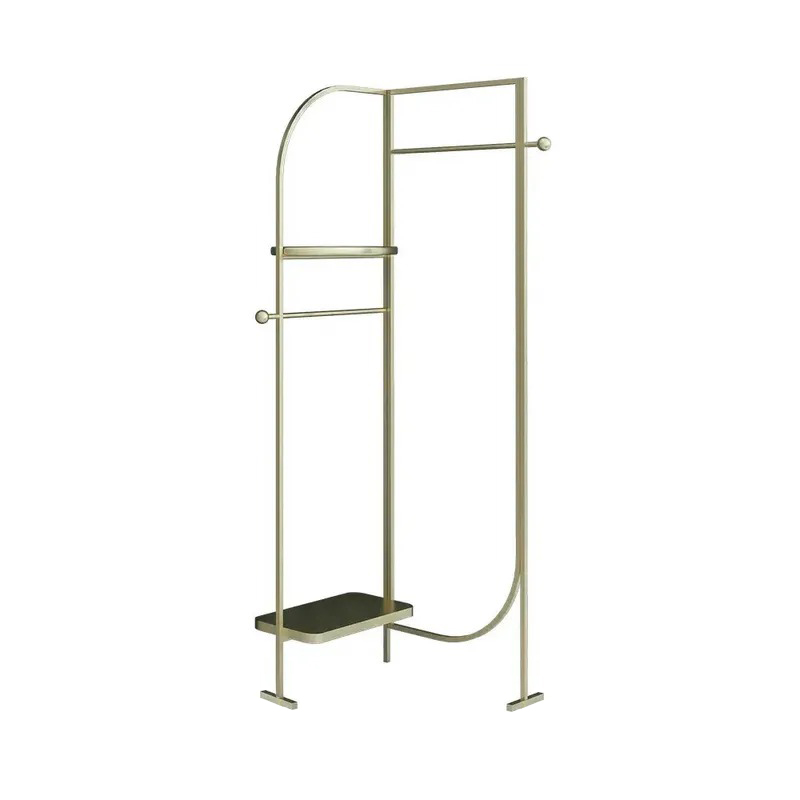Modern Gold Freestanding Clothes Rack with 2 Shelf and Hanging Rod ...