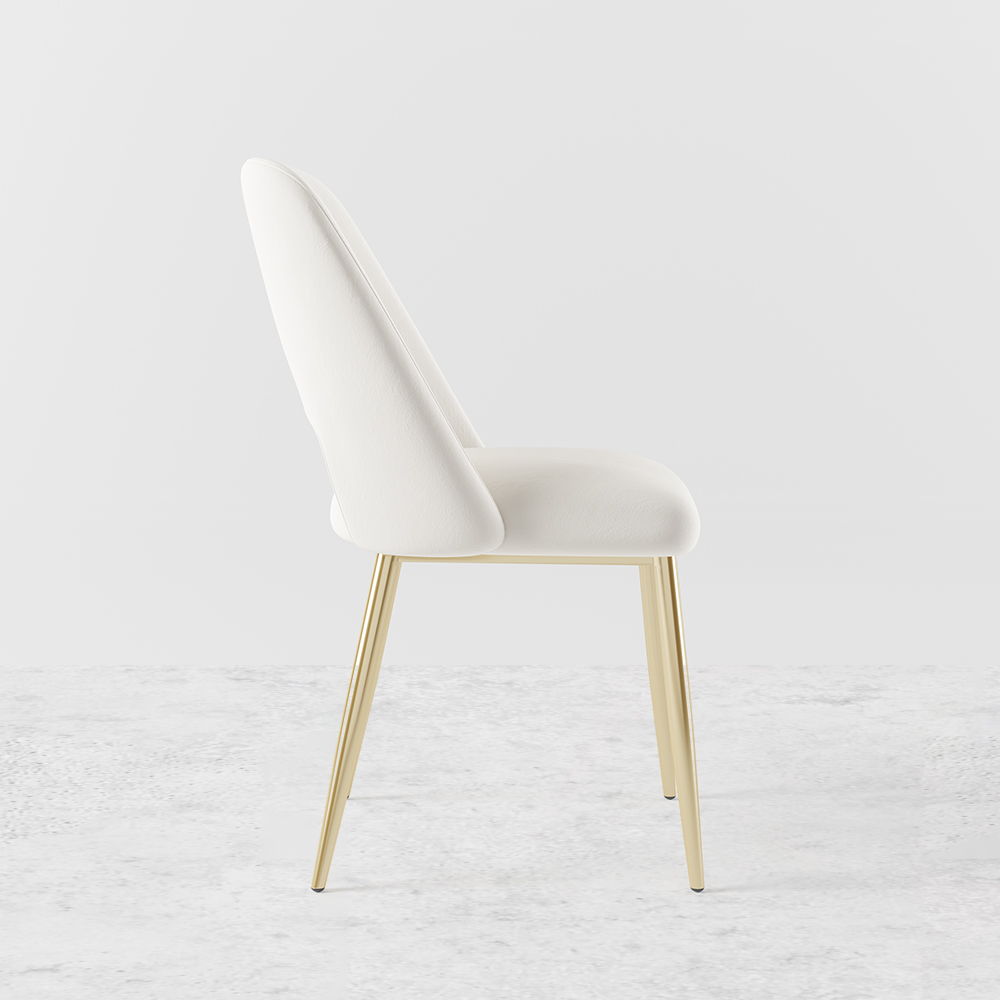 Modern White Upholstered Dining Chair Set of 2 with Hollow Back & Gold ...
