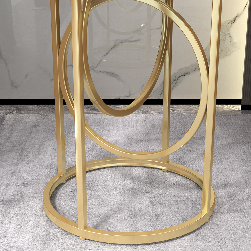 Modern White Round End Table Marble Top Side Table Metal in Gold Living Room Furniture Homary AU