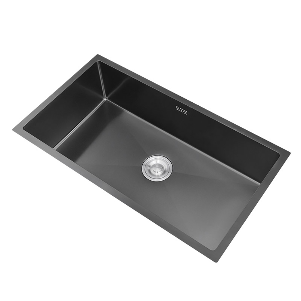 30'' Stainless Steel Kitchen Sink Rectangular Single Bowl in Black ...