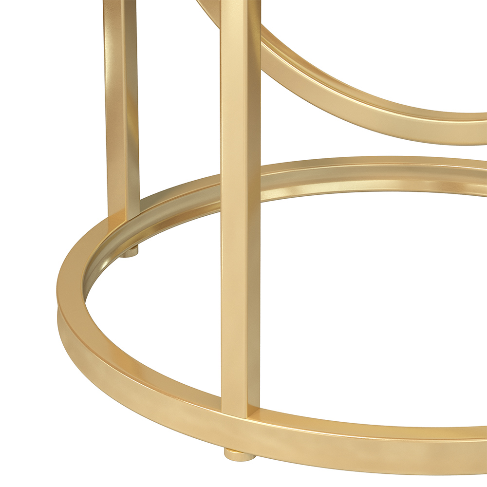 Modern White Round End Table Marble Top Side Table Metal in Gold Living Room Furniture Homary US