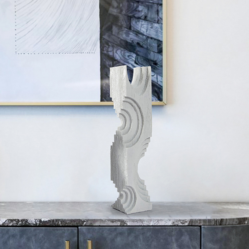 Modern Resin Abstract Sculpture Art Home Decorative Figurine Desk Decor in White