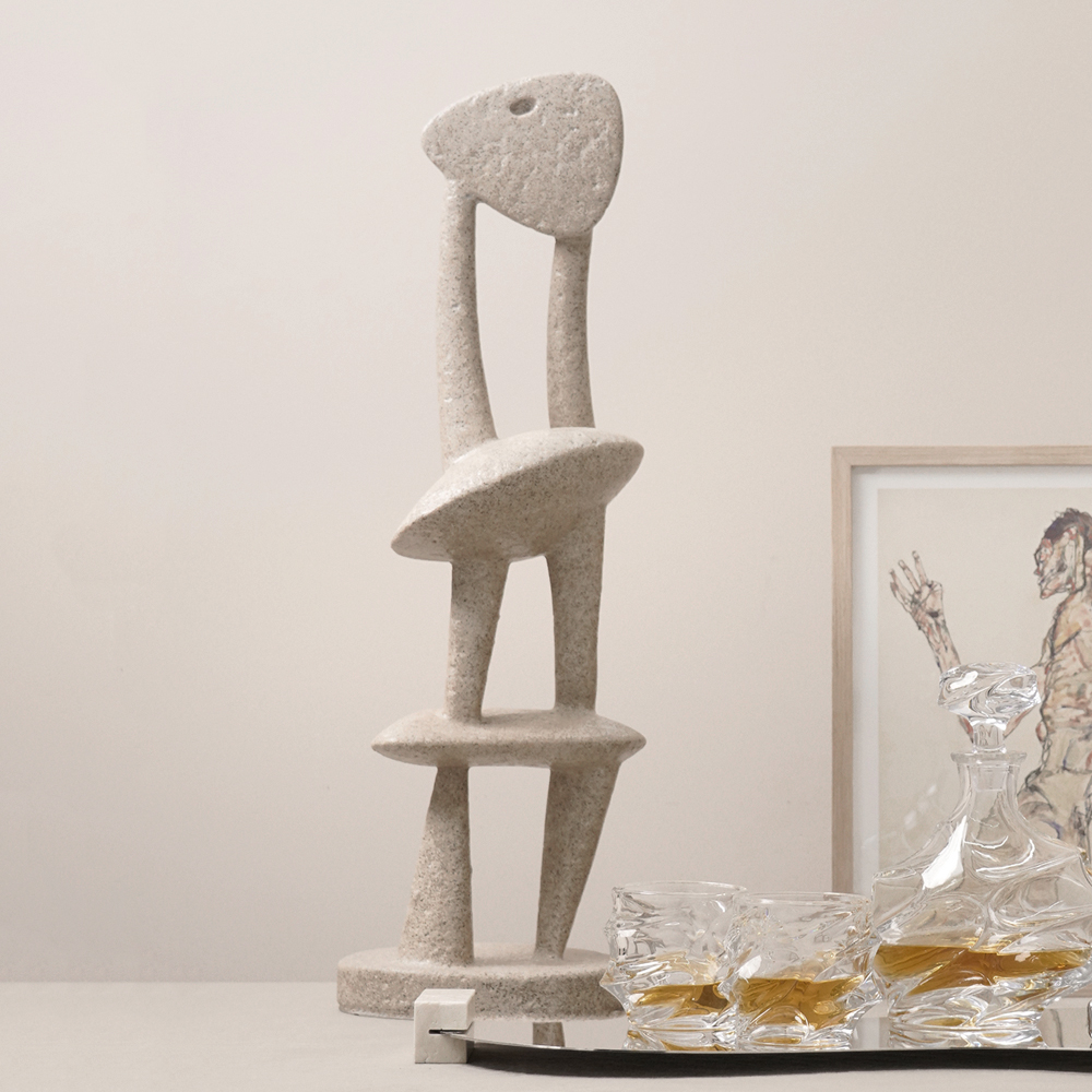 Retro Abstract Sculpture Resin Home Decorative Figurine Object Desk Decor Art in Khaki