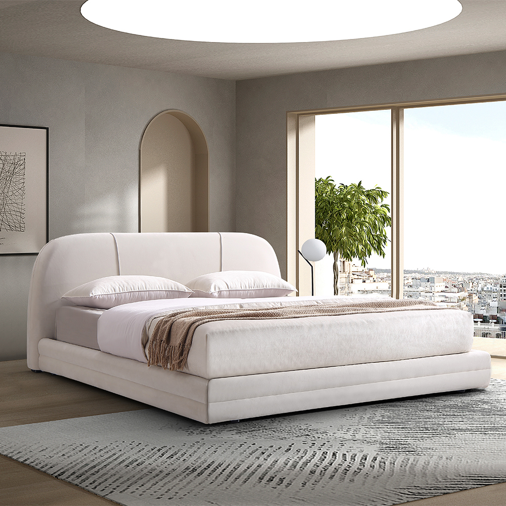 Modern King Upholstered Platform Bed Low Profile Cloud Bed Bedroom Furniture Homary US