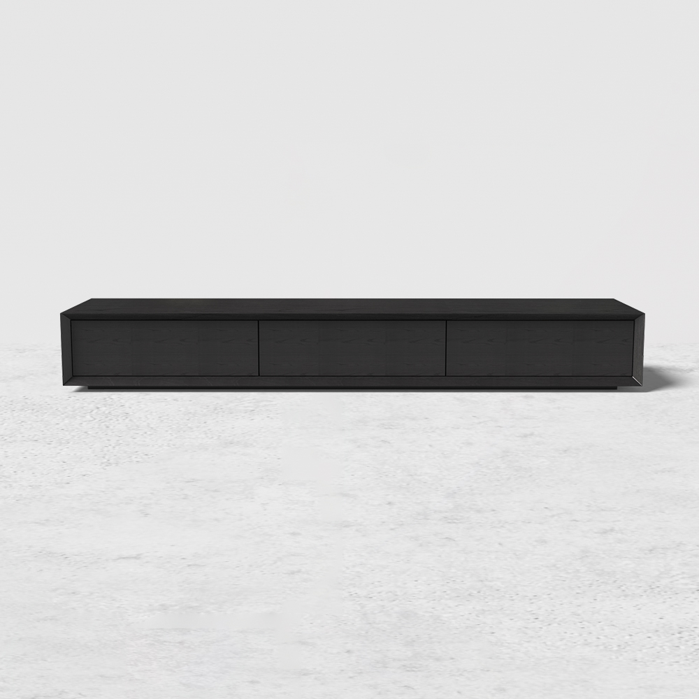 Morami Modern Black Rectangular TV Stand Wood Media Console 3 Drawers for TVs Up to 80" Living