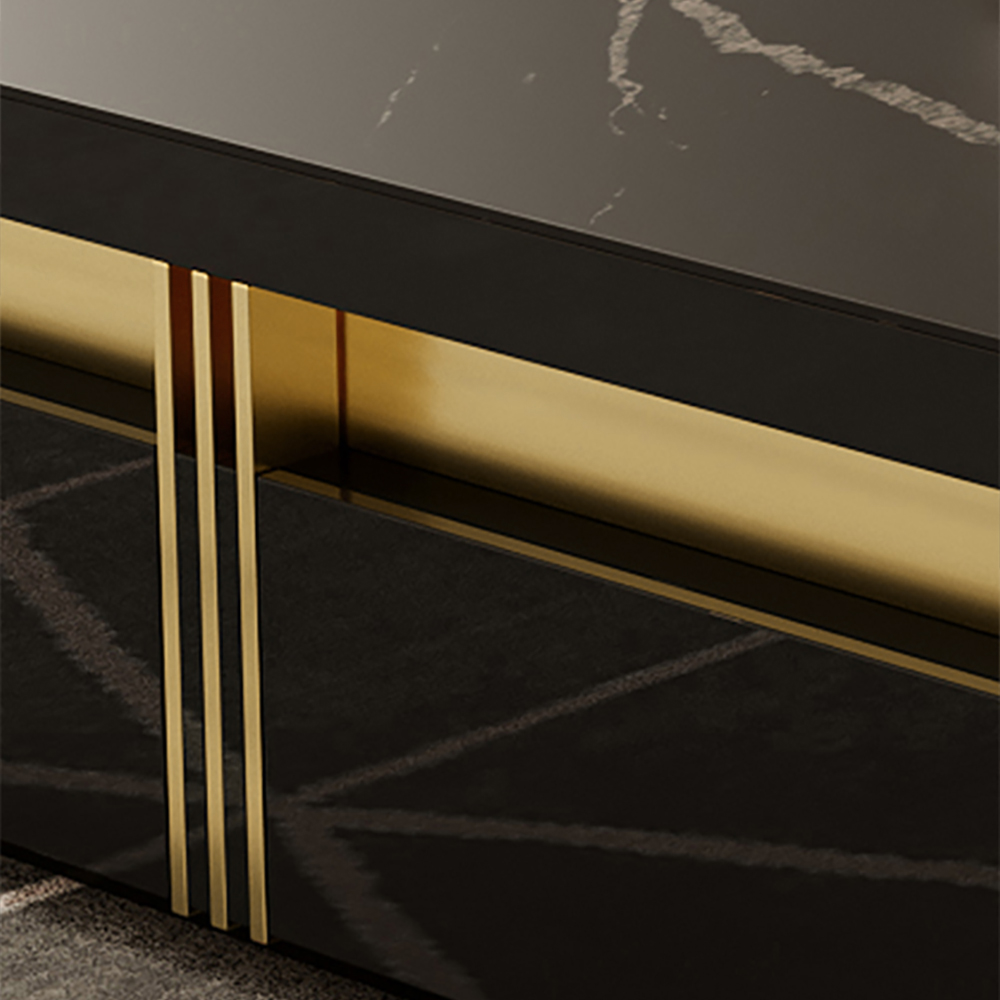 Trimied Modern Coffee Table with Storage in Black Center Table with