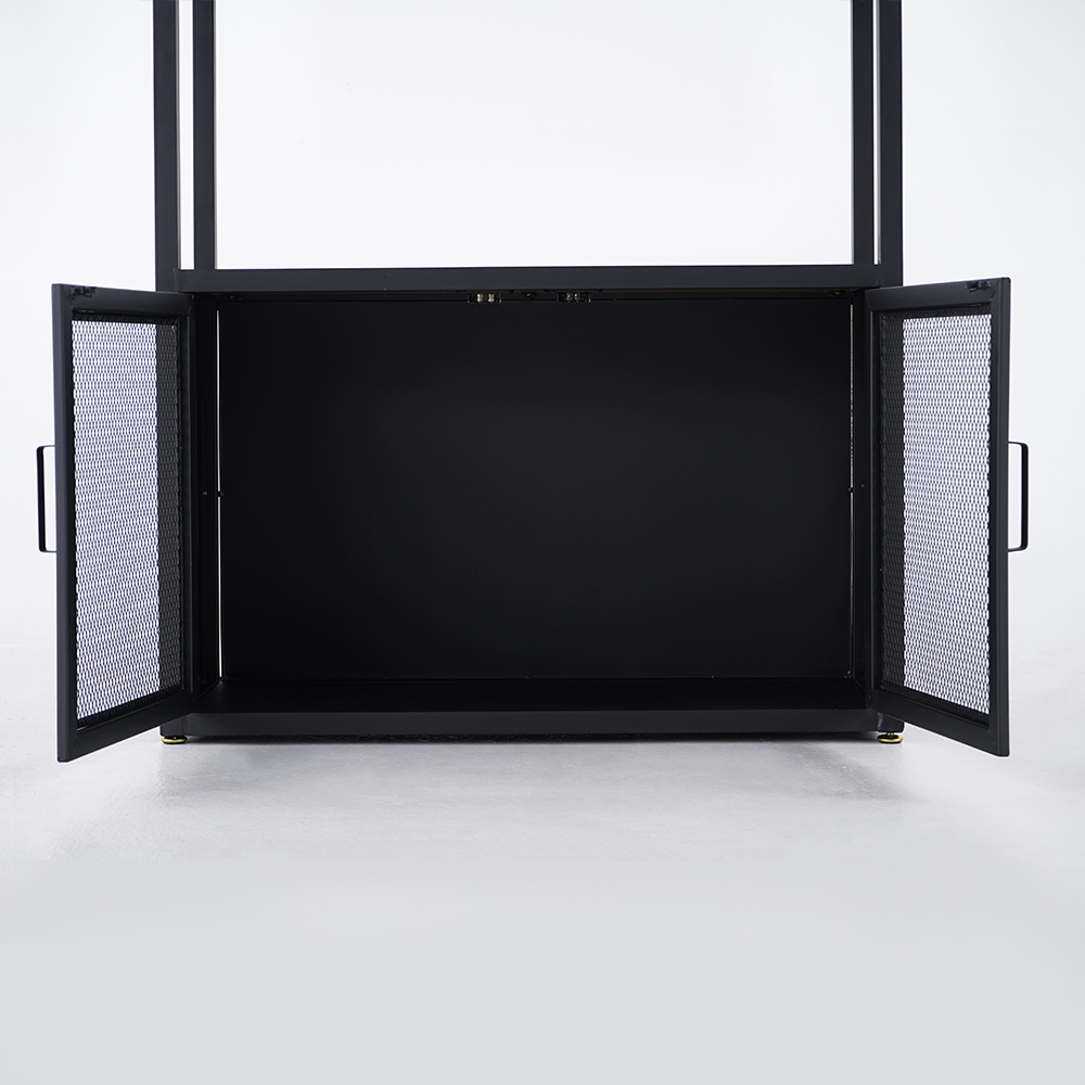 Industrial Tall Black Bar Wine Rack with Glass Holder Wood Home