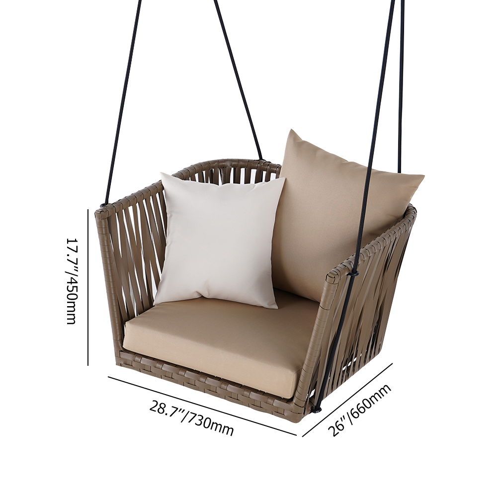 Modern Outdoor Hanging Chair Rattan Porch Swing Chair with Khaki