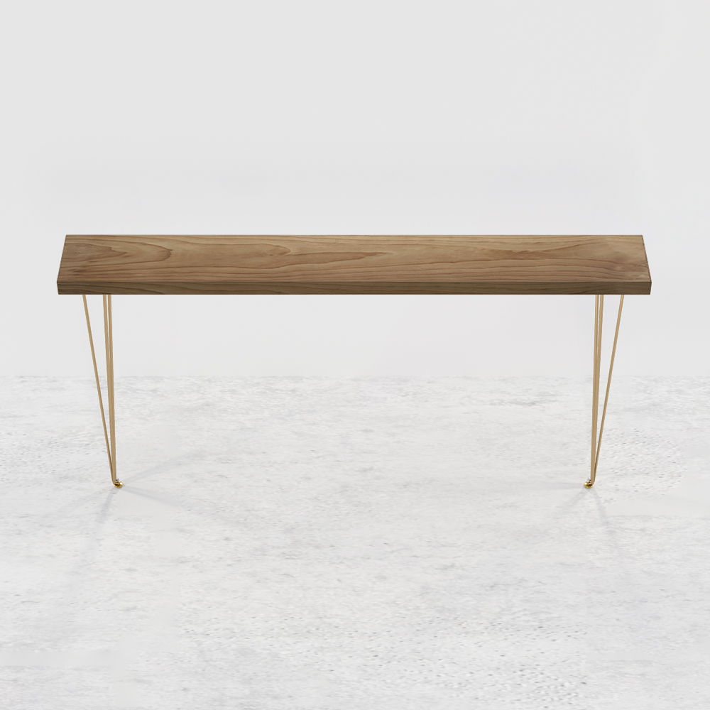 1500mm Rustic Walnut Narrow Rectangle Console Table with Wooden Top Metal Legs Hallway