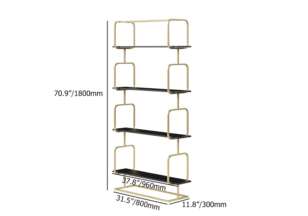 1800mm Modern Freestanding Etagere Bookshelf in Gold & White Bookshelf