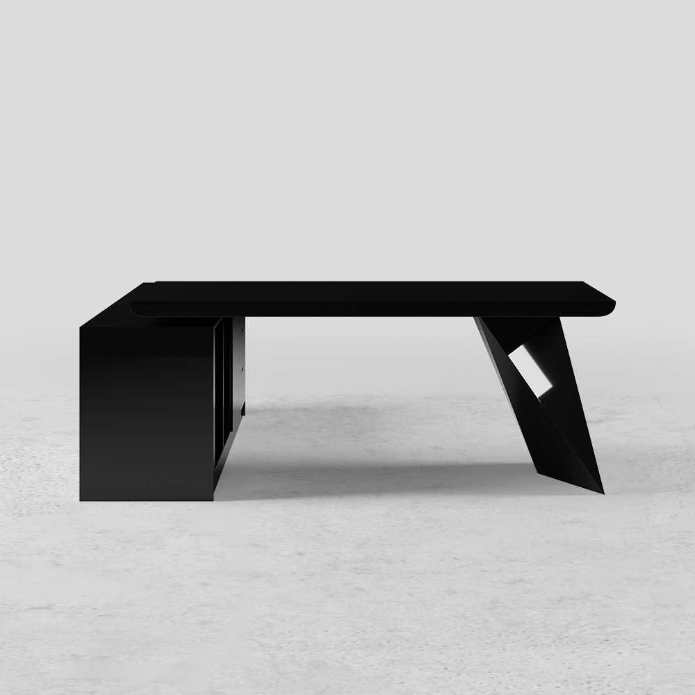 70.9" Modern Black LShape Executive Desk Drawers & Large Office Desk Left Hand Office