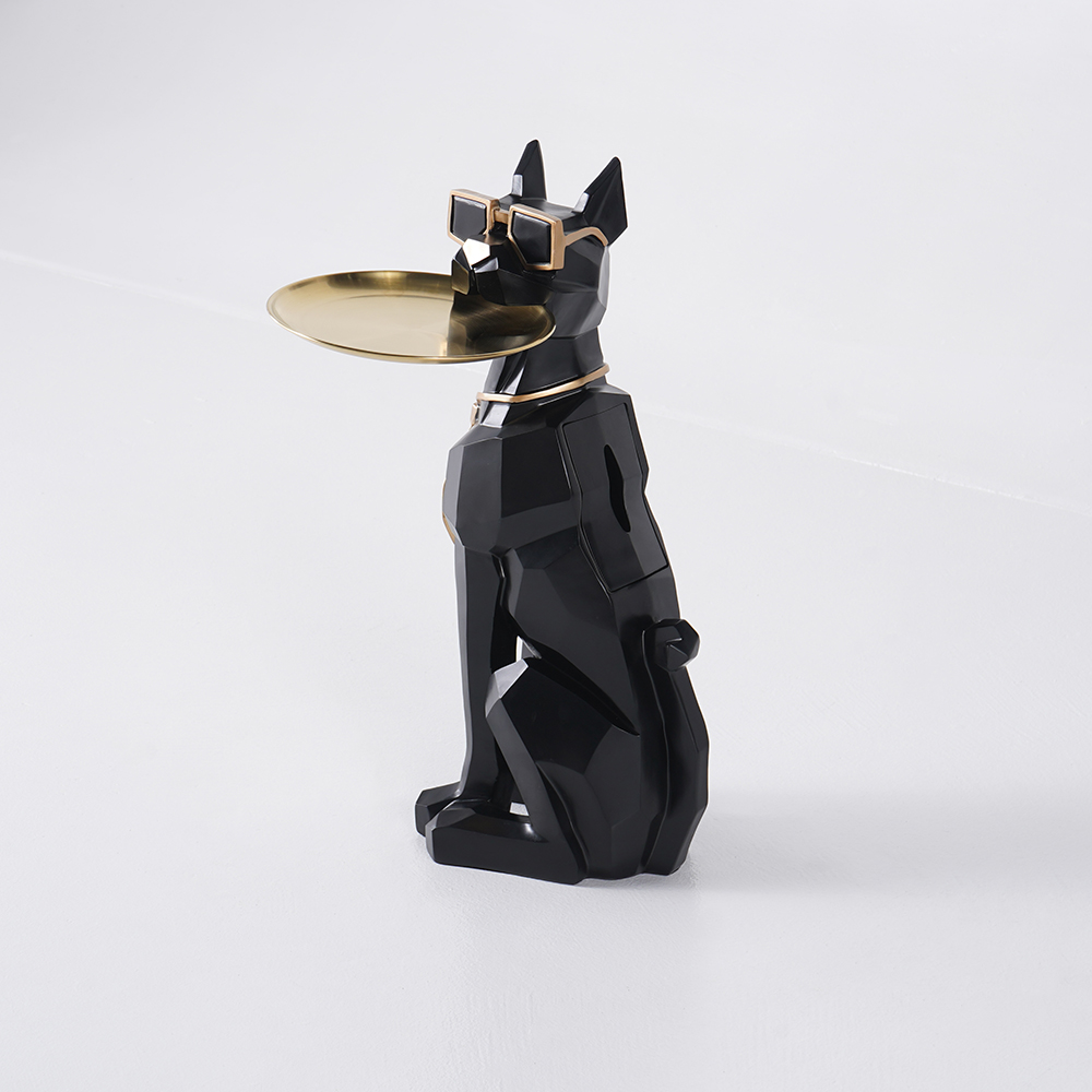 Modern Black Side Table Tray End Table with Tissue Storage Living