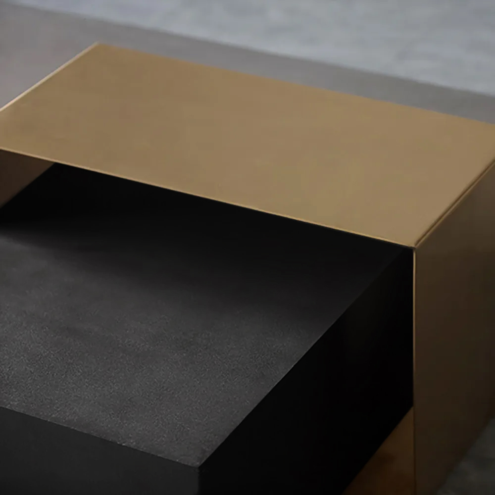 Black Coffee Table in MDF & Metal Rectangle Accent Table Living Room Furniture Homary US