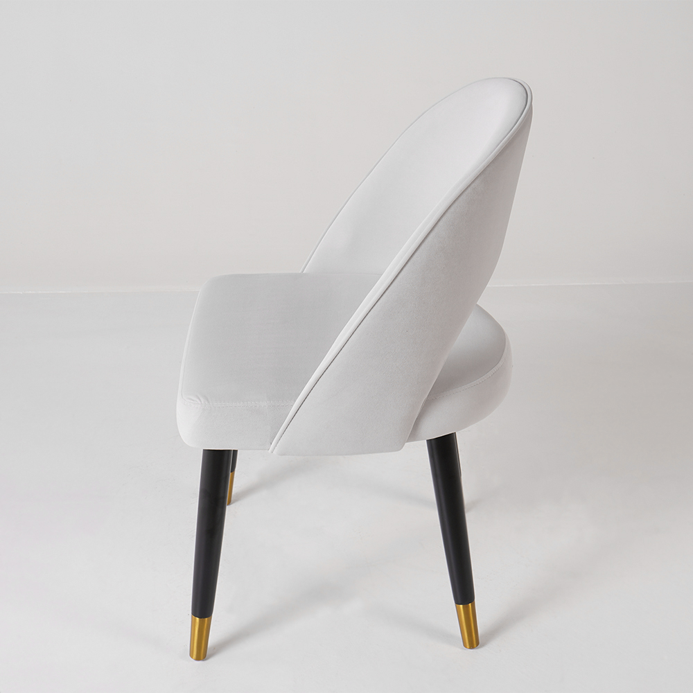 Modern Upholstered Light Gray Dining Chair Velvet Side Chairs Open Back ...