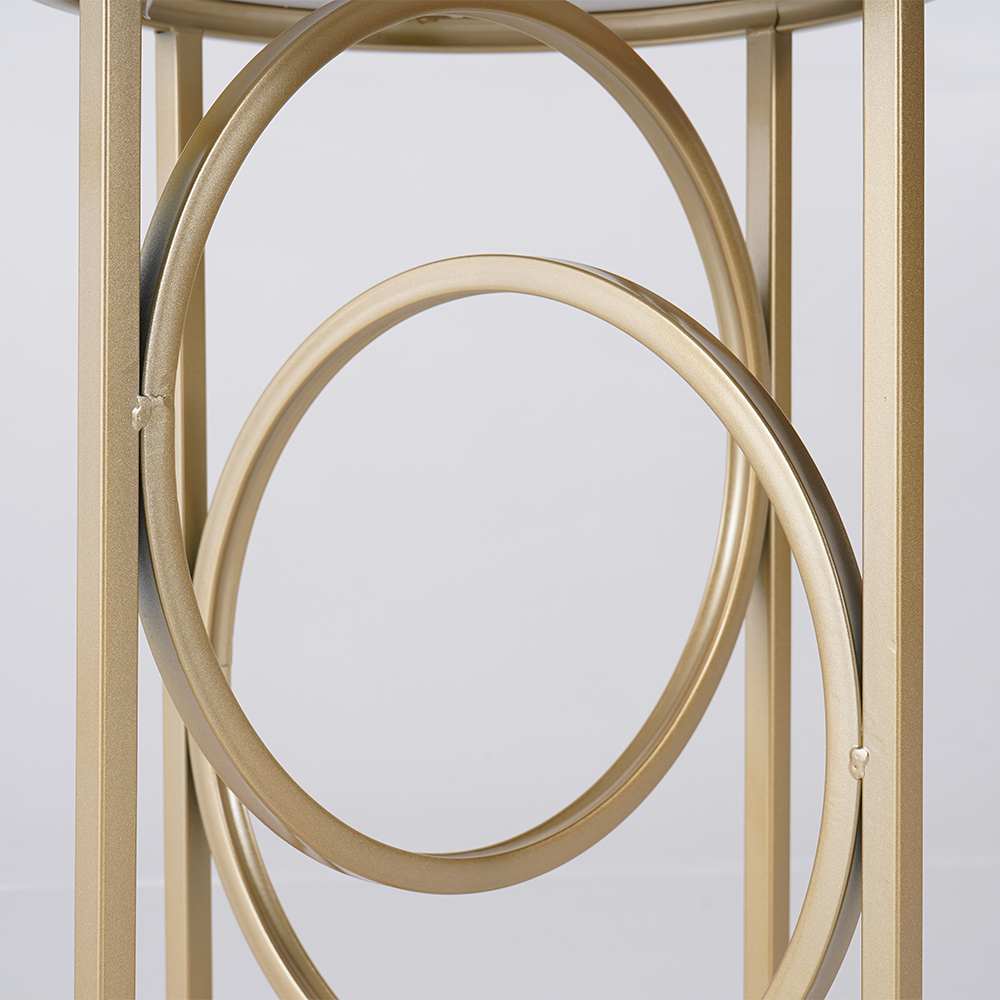 Modern White Round End Table Marble Top Side Table Metal in Gold Living Room Furniture Homary AU