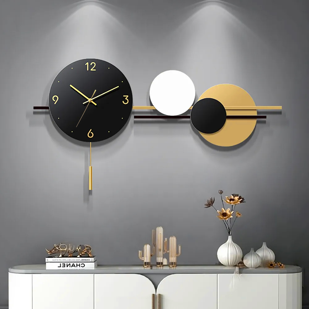 Modern Geometric Round Digital Large Wall Clock Oversized Wall Decor For Living Room