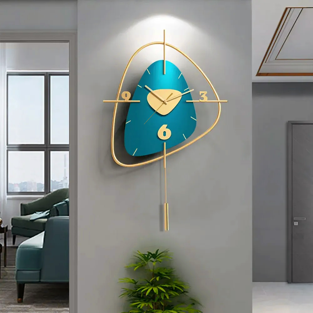 Dark Green Creative Scandinavian Wall Clock Metal Pendulum Home Clock Clocks Homary UK