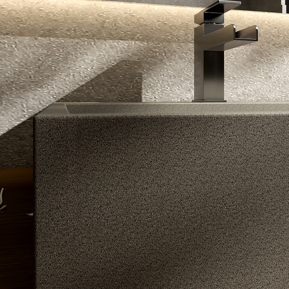 48" Farmhouse Concrete Trough Bathroom Sink Cement Gray Vessel Sink