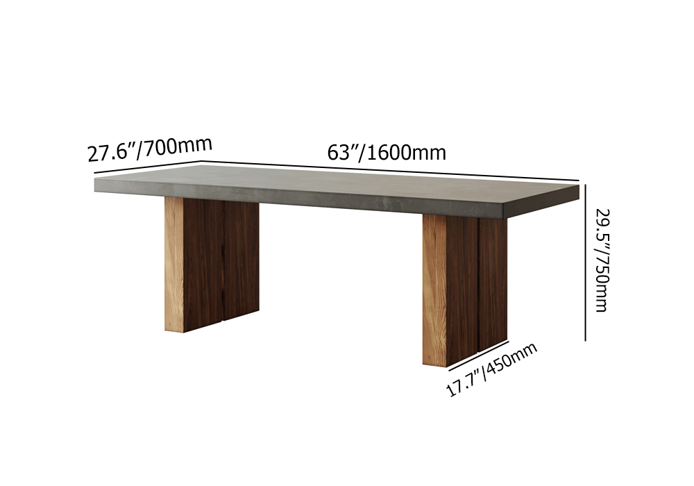 63" Farmhouse Natural Wooden Dining Table for 6 Person Double Pedestal