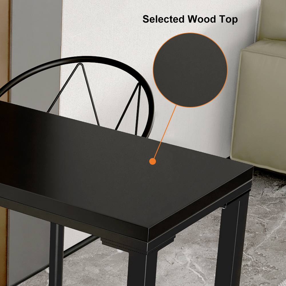 1200mm Modern Black Bar Table with Storage Glass Door Bar