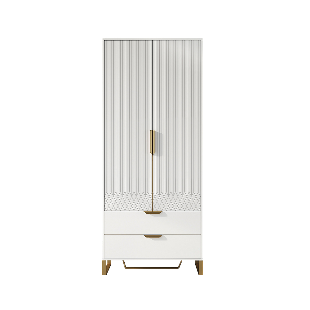 Aro Modern White Tall Wardrobe with Storage Bedroom Clothing Armoire