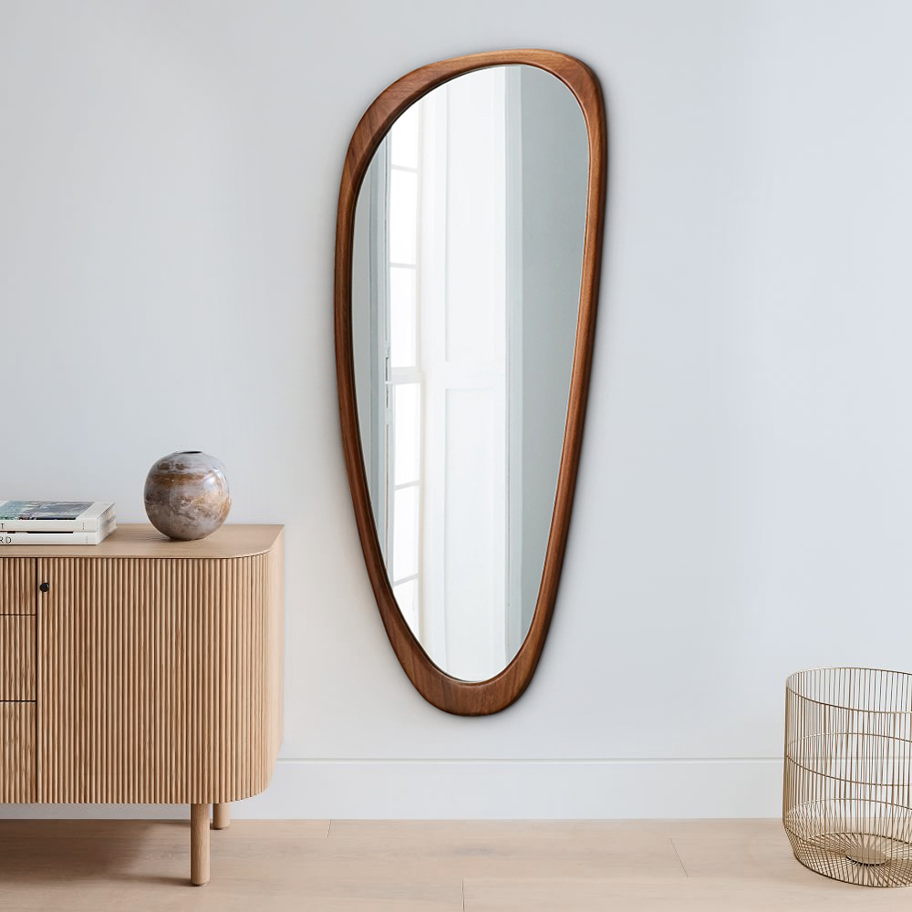 New LONG Walnut stained 16 x 52 Flat Solid Pine Bevelled Full length Dressing Mirror 