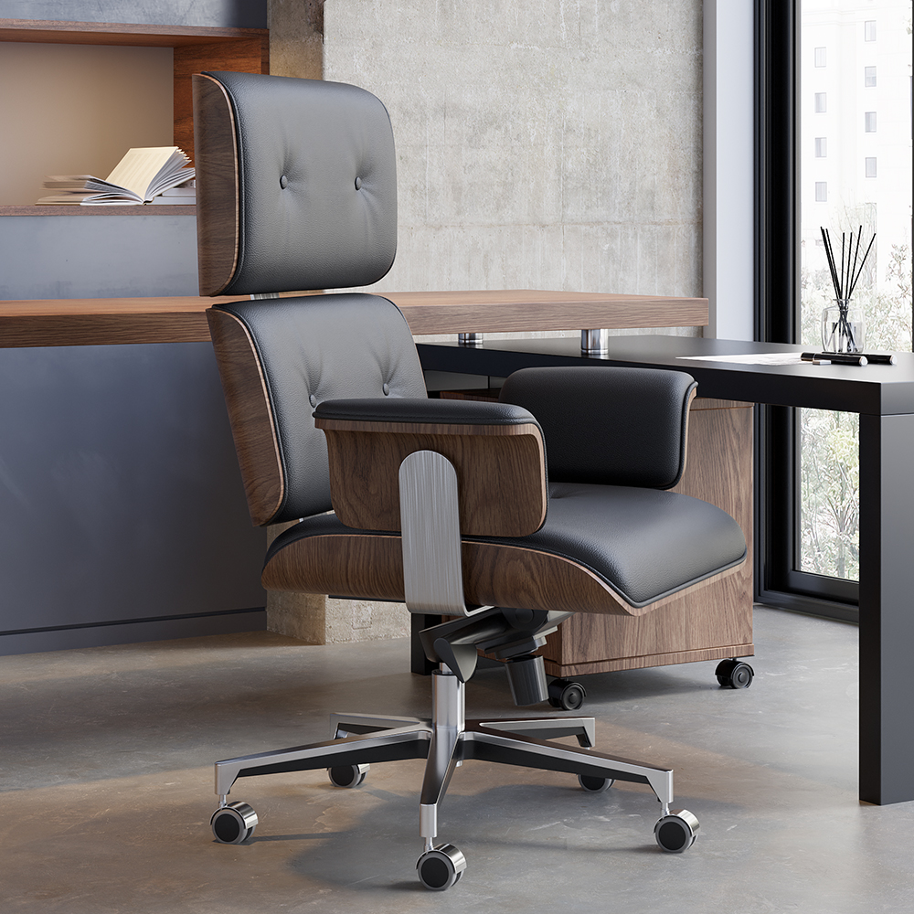 Modern Black Home Office Chair Upholstered Swivel Task Office Chair ...