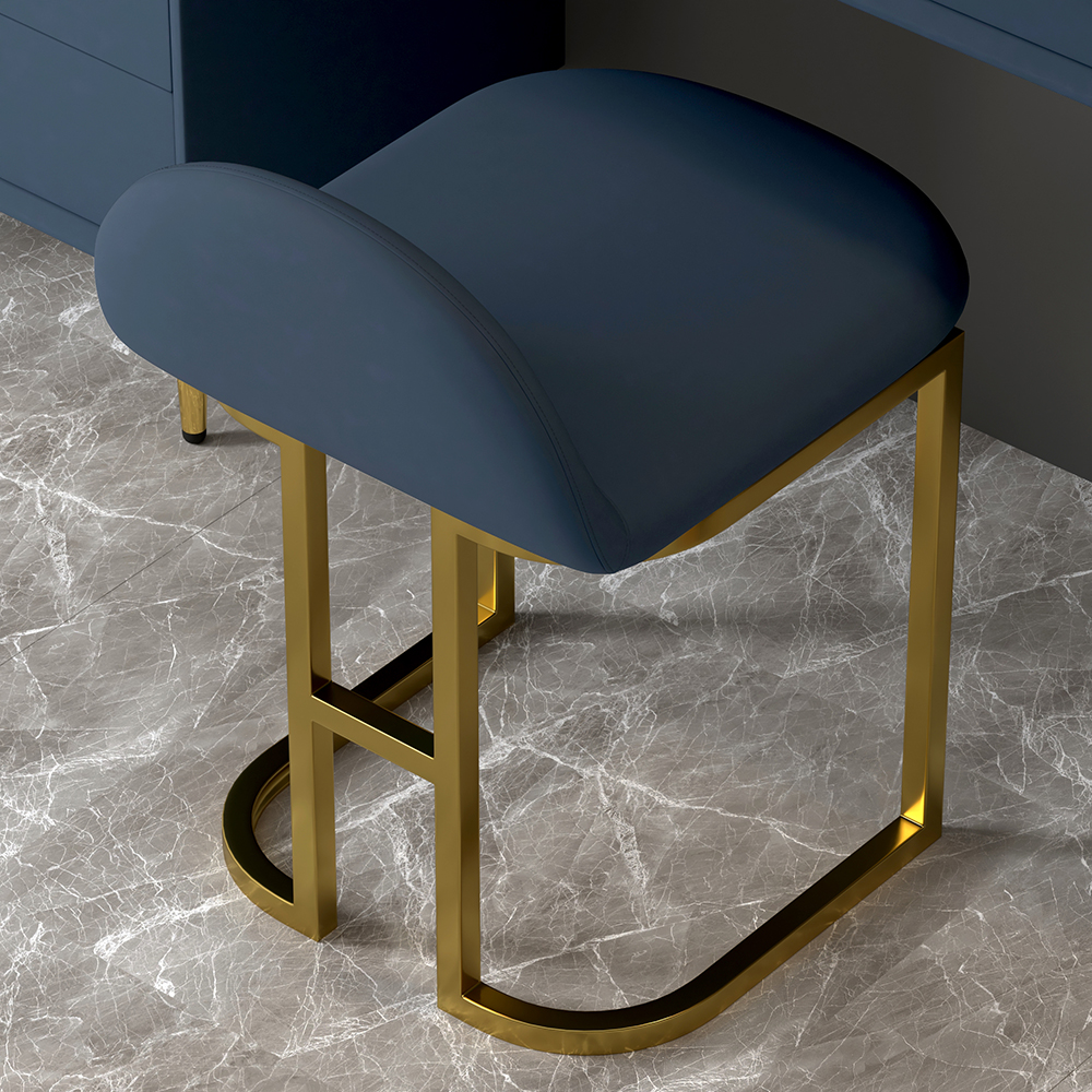 Modern Blue Makeup Vanity Set Retracted Dressing Table