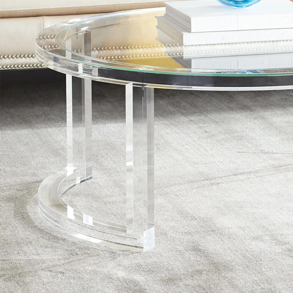 31.5" Modern Round Acrylic Coffee Table for Living Room with Tempered