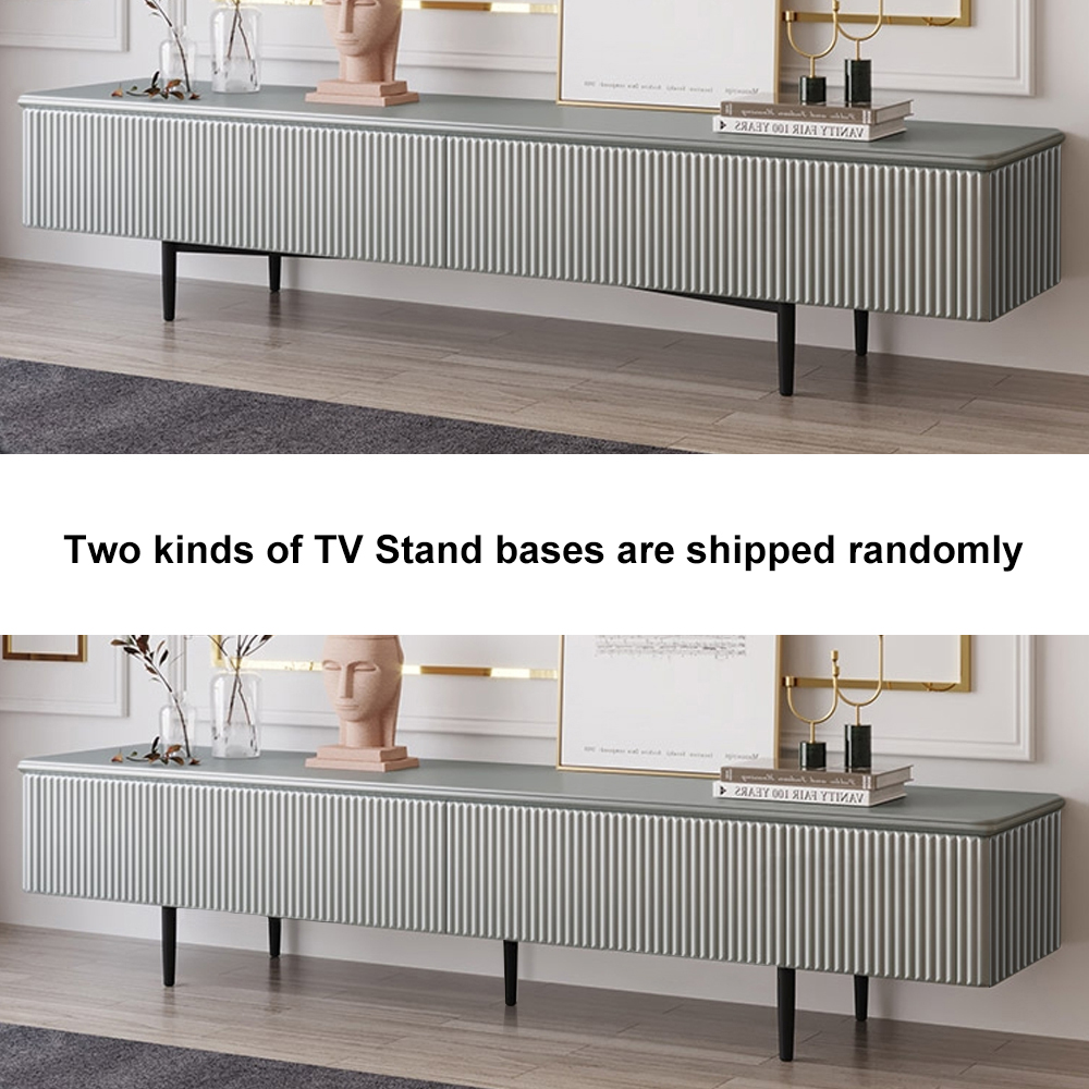 Modern 1800mm TV Stand with Drawers Line Media Console with Black Metal Legs