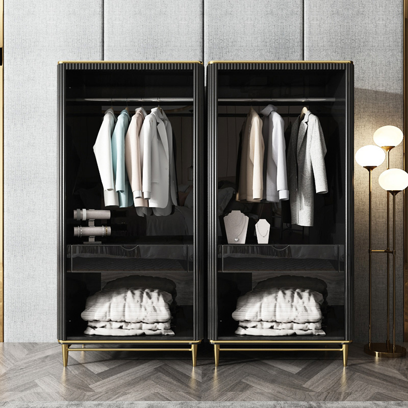 Bline 70'' Modern Black Wardrobe Closet with MultiStorage Bedroom