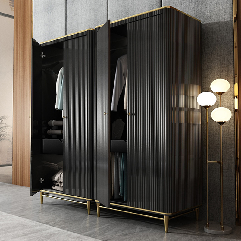 Bline 70'' Modern Black Wardrobe Closet with MultiStorage Bedroom