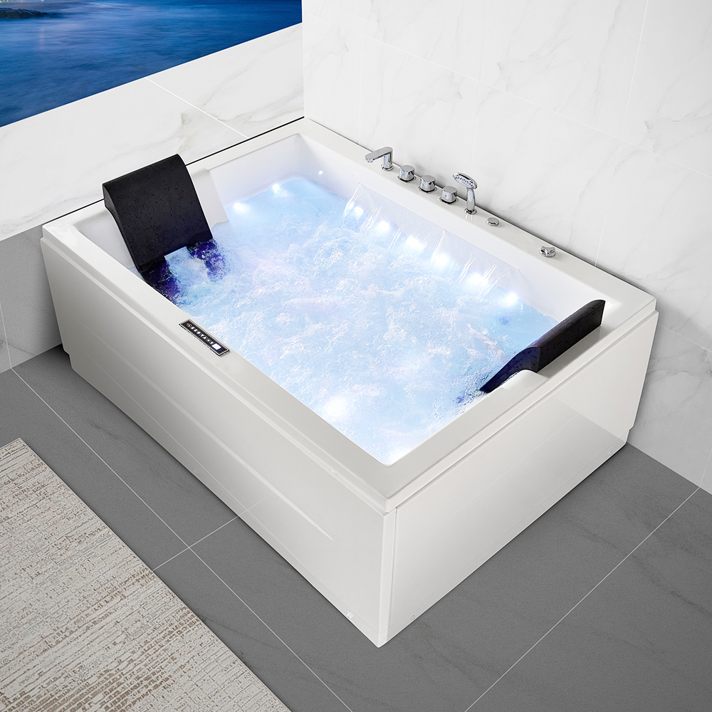 71 Modern Acrylic Corner Bathtub Whirlpool Air Massage 3 Sided Apron Tub In White Chromatherapy