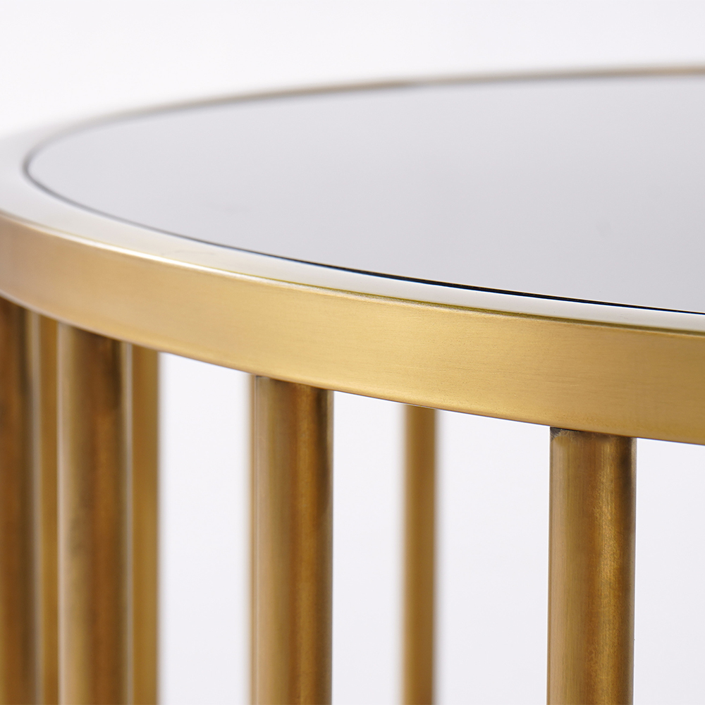 Modern Round Gold & Black Nesting Coffee Table with Shelf Tempered ...