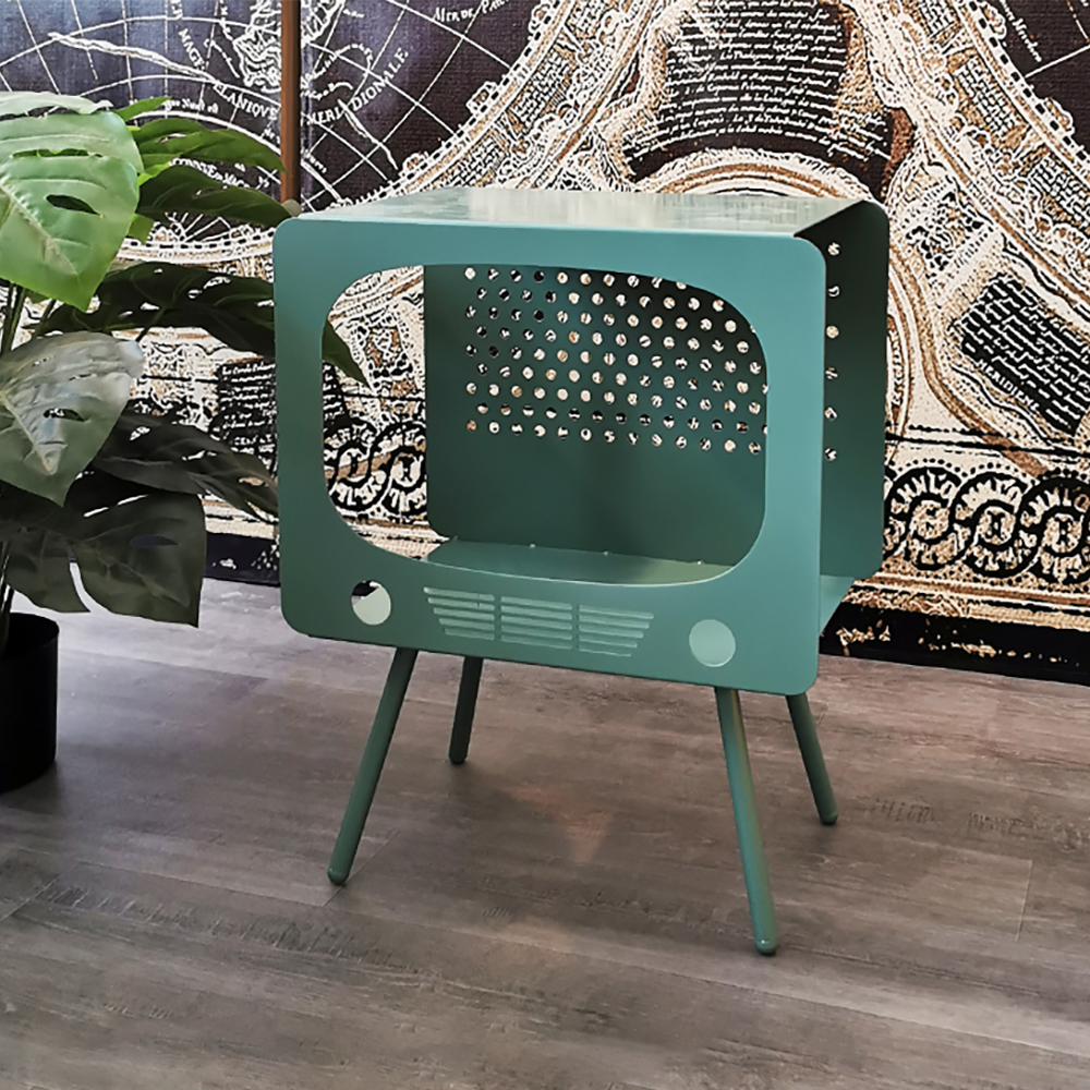 Stert TV Sculpt Display Shelving Unique End Table in Green