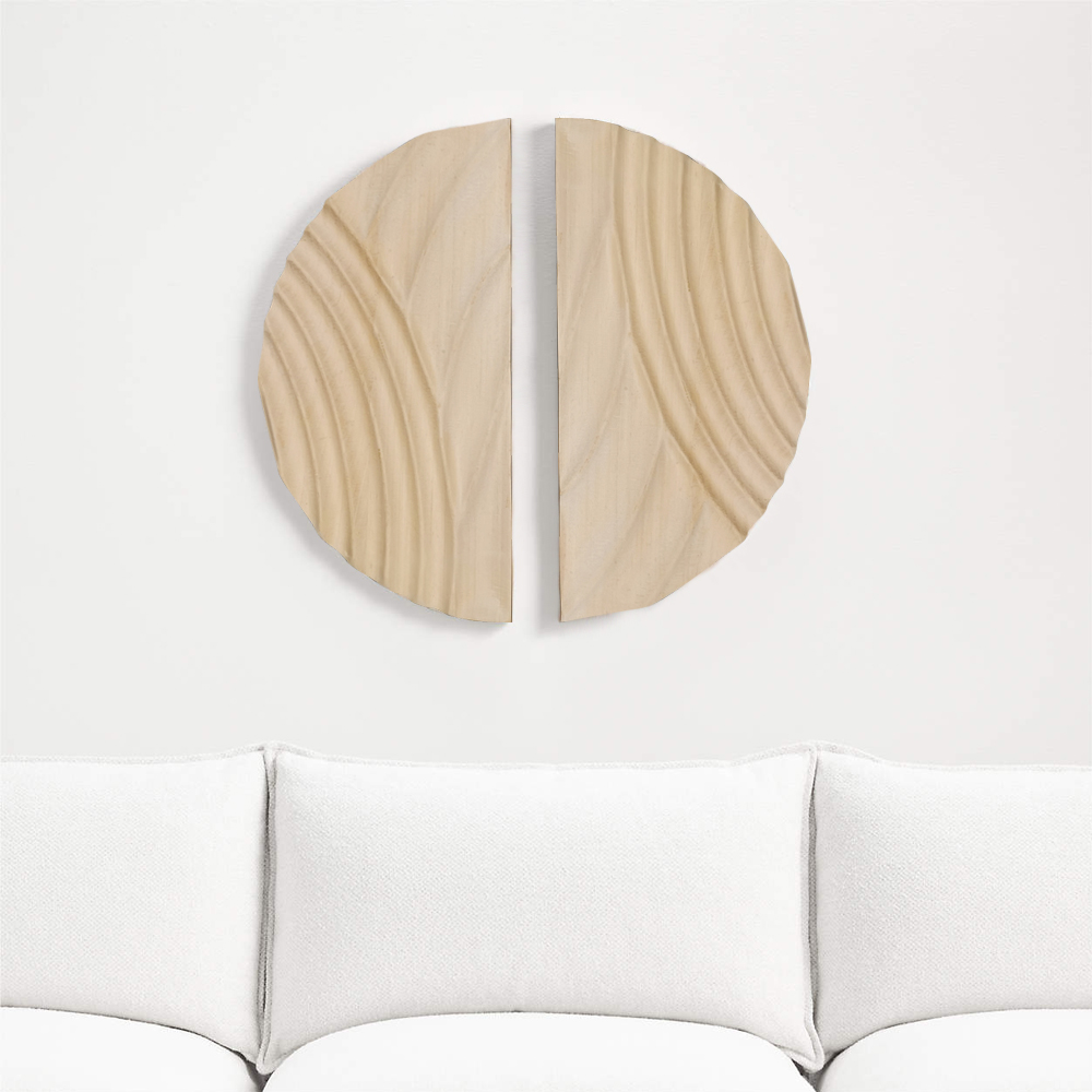 Minimalist Round Wood Wall Decor for Living Room Bedroom 3D Hanging Art