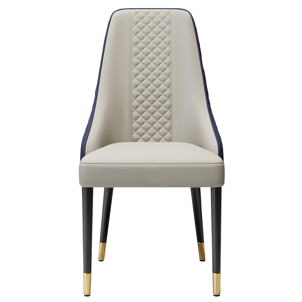 Modern Blue Upholstered Dining Chair Faux Leather High Back Chair (Set