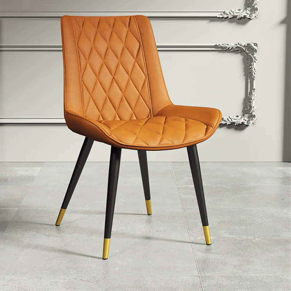 Orange Dining Chair Leather Dining Chair (Set of 2) with Solid Back