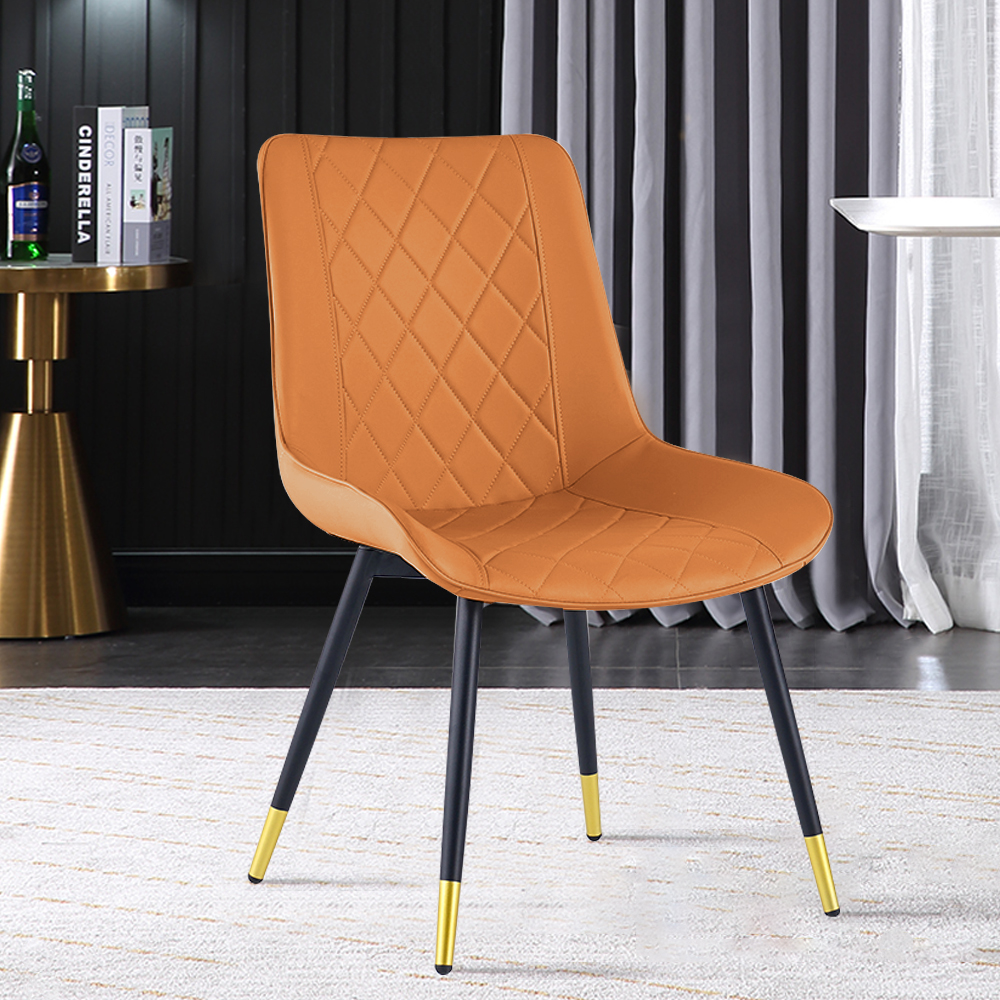 Orange Dining Chair Leather Dining Chair (Set of 2) with Solid Back