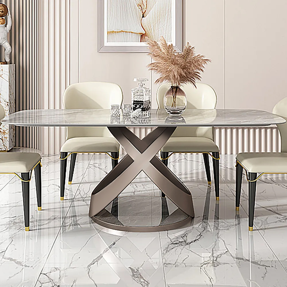 63 Modern Dining Table Sintered Stone Dining Table With X Stainless