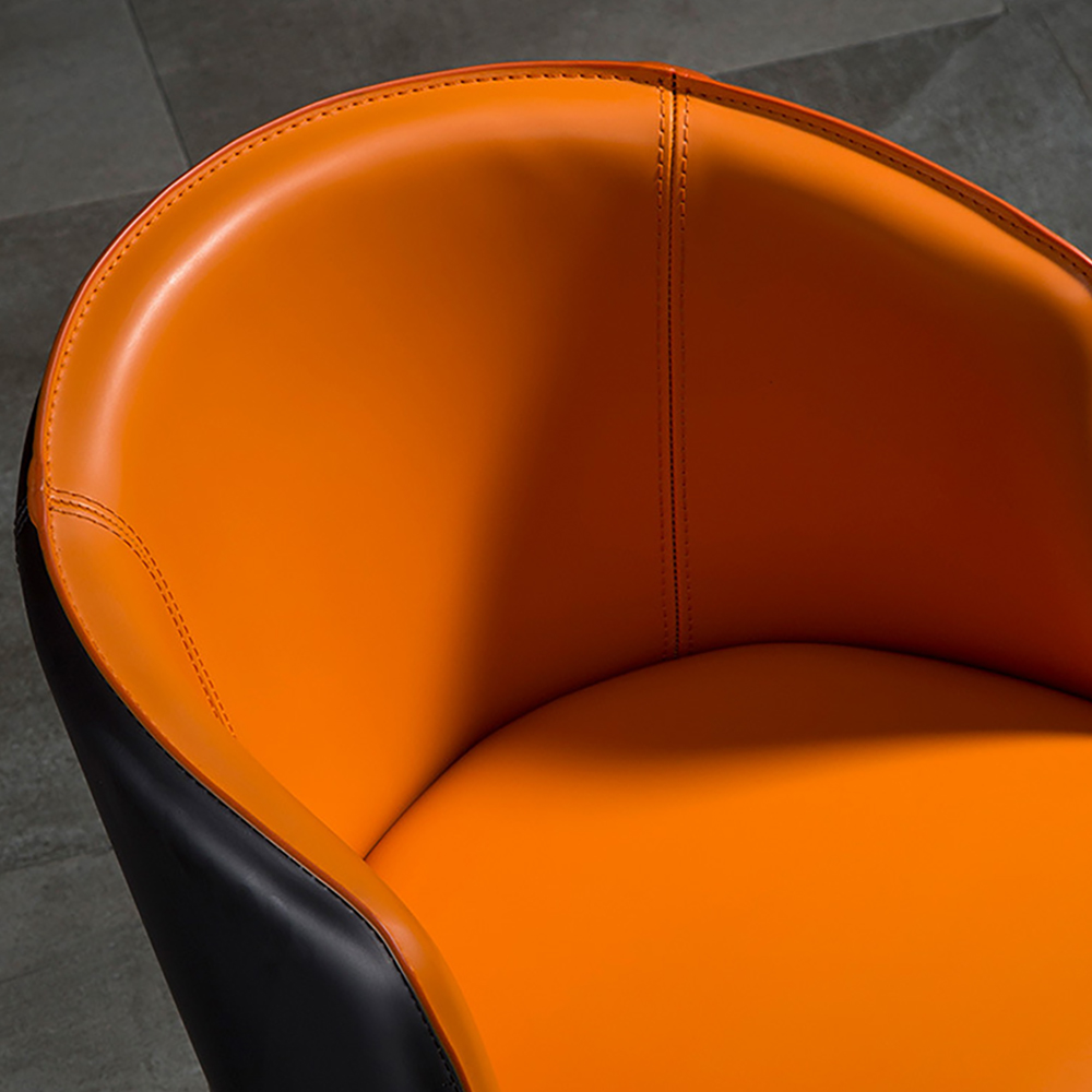 Black & Orange Modern Saddle Leather Upholstered Dining Chair with