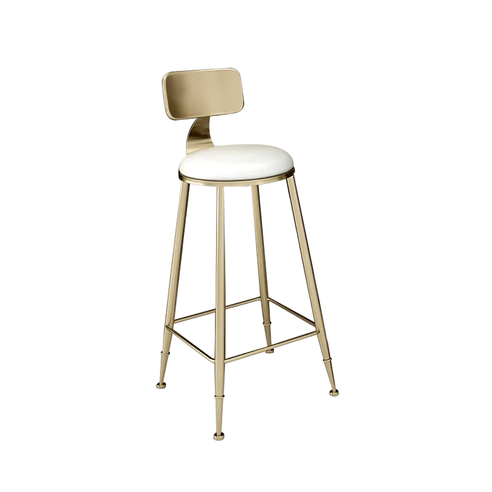39.8" Modern White Bar Stool (Set of 2) with Backs and Footrests