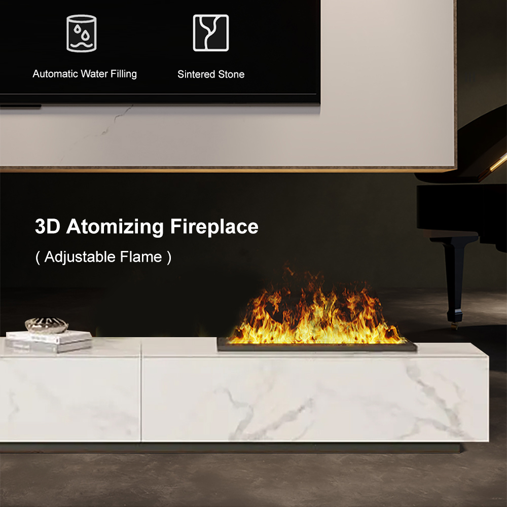 Electric Fireplace Humidifier TV Stand Faux Marble with Remote Control