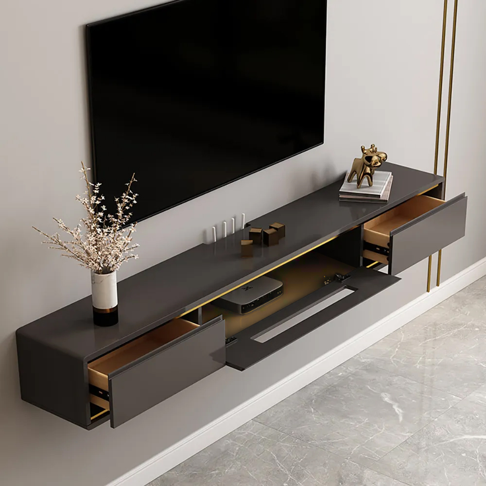 1800mm Grey TV Stand Postmodern Minimalist Floating Media Console with Storage