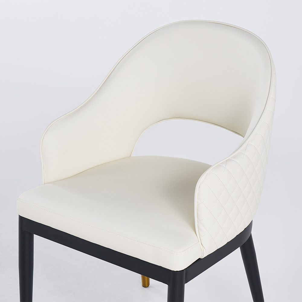 Modern White Upholstered Dining Chair (Set of 2) PU Leather Open Back