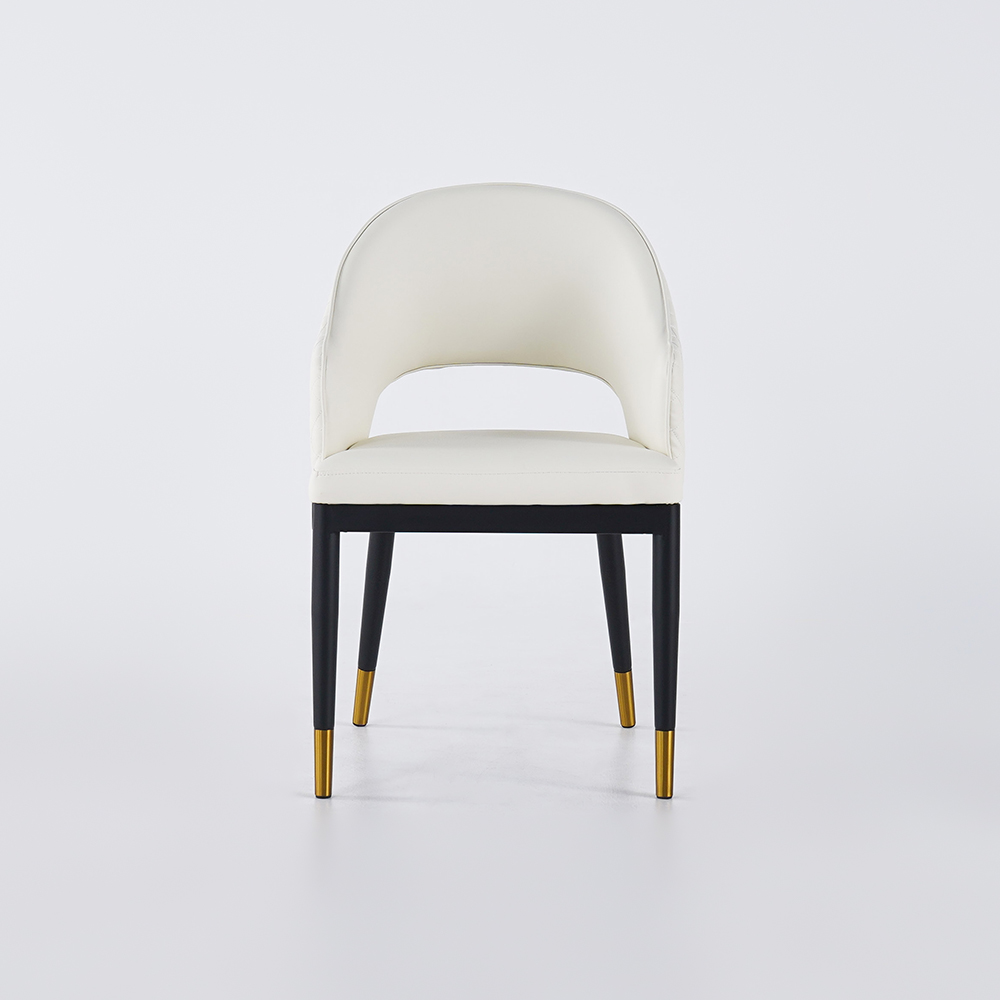 Modern White Upholstered Dining Chair (Set of 2) PU Leather Open Back